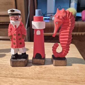 Vintage Handpainted Handcarved Nautical Lot Of Figures